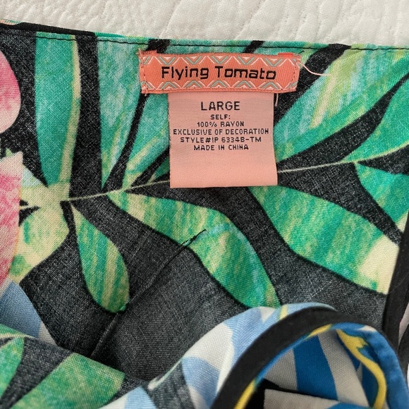 Flying Tomato Black Tropical Off-Shoulder Jumpsuit - Large - Picture 11 of 11